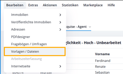 onOffice: Bearbeiten → Vorlagen/Dateien öffnen