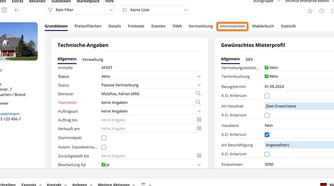 Switch Tabs and Click Specific Buttons in onOffice Software - Step 4